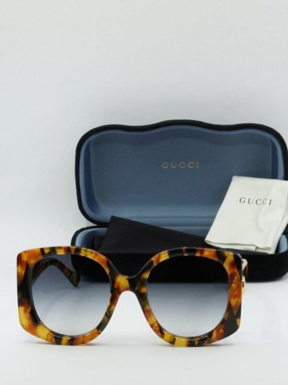 Gucci GG1257S 004 Women Butterfly Sunglasses - Havana / Blue - Picture 2 of 10